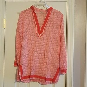 Salmon-pink lightweight tunic or cover-up